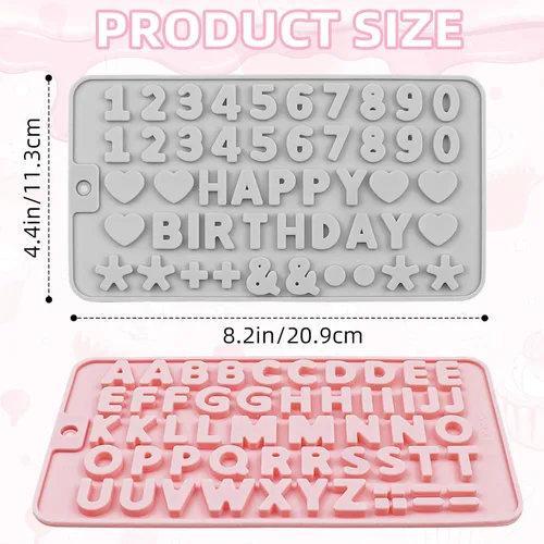 Miniatura 3 de 2 moldes de silicona para letras y moldes de chocolate con números, moldes reutilizables para hornear dulces, gomitas, cumpleaños, bodas y postres