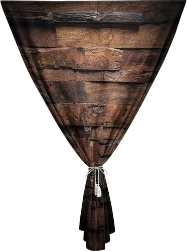 Cortinas opacas ajustables, cortinas opacas portátiles de chocolate, madera oscura áspera, impresión de madera dura, para sala de estar, dormitorio,
