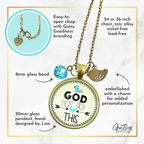 Miniatura 38 de Gutsy Goodness Faith He Cares - Collares hechos a mano con mensaje para mujer cristiana