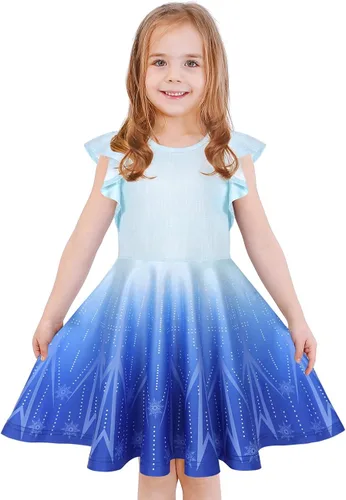 LaBeca - Vestido sin mangas o de manga larga para niñas, vestidos casuales con diseño de unicornio o sirena para niñas pequeñas o grandes