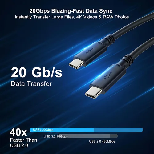 Miniatura 3 de Cable de enlace USB 4.0 a USB C (16.5 pies), cable USB C de carga rápida de 20 Gbps 100 W, pantalla HD de 8K, compatible con Oculus/Meta Quest