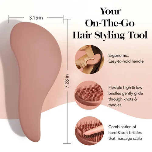 Miniatura 2 de Kitsch Cepillo desenredante – Cepillo suave para cabello rizado con cerdas flexibles para todo tipo de cabello – húmedo o seco Cepillos Terracota