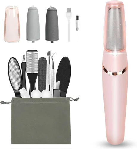 Haootadiy - Quitadores eléctricos de callos para pies, kits de pedicura para eliminar callos de pies eléctricos recargables con 12 en 1, elimina la
