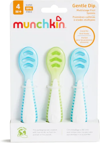 Miniatura 6 de Munchkin® Gentle Dip™ Cucharas para bebé de Munchkin® para autoalimentación y destete guiado por el bebé, paquete de 3, azul/verde