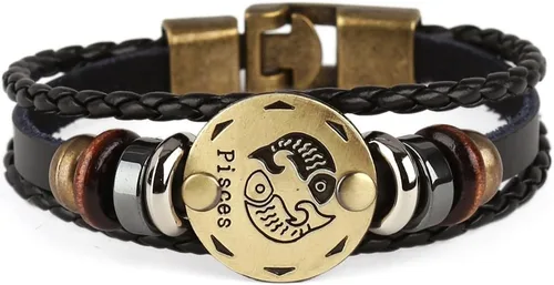 Miniatura 14 de Hamoery Pulsera de cuero de aleación punk para Constellation trenzada pulsera pulsera brazalete