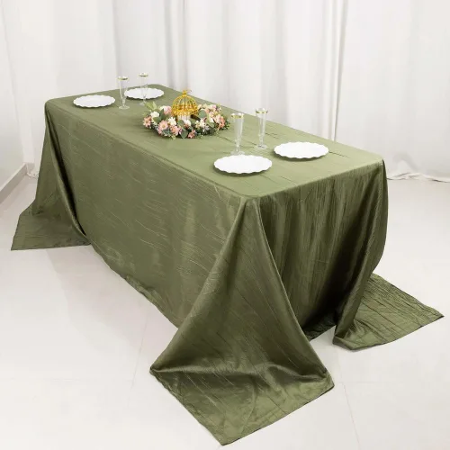 Miniatura 17 de Tableclothsfactory Mantel rectangular de tafetán arrugado de acordeón azul polvoriento, de 60 x 102 pulgadas, perfecto para ceremonias de boda