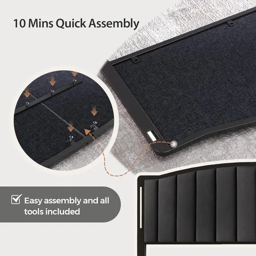 Miniatura 7 de Cabecera para cama tamaño Queen con luces LED, cabecera tapizada de canal vertical acolchonado, solo cabecero de terciopelo, marco de fijación