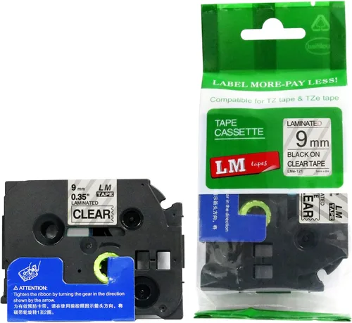 Miniatura 2 de Cinta LM - Brother PT-1010 3/8 pulgadas (0.354 in 0.35 laminadas) Negro sobre transparente compatible con TZe P-Touch Cinta para rotuladora Brother