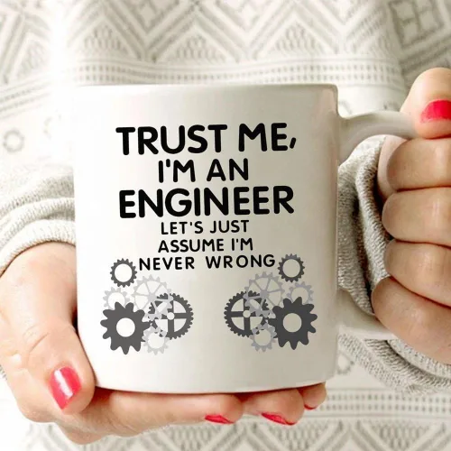 Miniatura 2 de MAUAG Taza de café Funny Engineer Unique Idea, Trust Me, I'm an Engineer, taza de cerámica blanca, 11 onzas