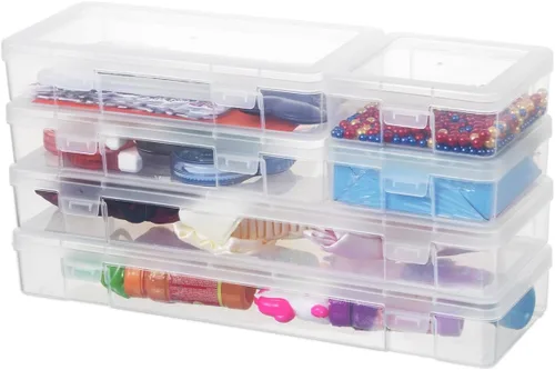 Miniatura 2 de novelinks Contenedores de almacenamiento de plástico transparentes apilables con tapa de cierre - Contenedores de almacenamiento organizadores de 2