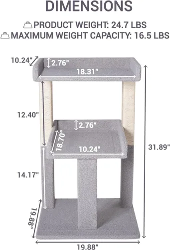 Miniatura 7 de Naomi Home Lulu - Torre grande para gatos con 2 plataformas espaciosas, condominio resistente para gatos con postes rascadores de sisal, diseño