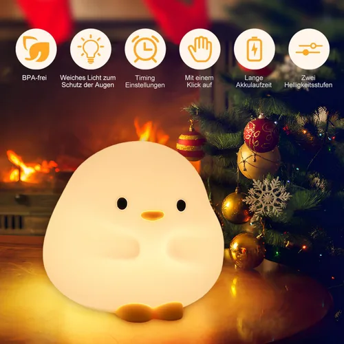 Miniatura 3 de Rytinazzz Luz nocturna de silicona para bebé, lámpara de pato de batería larga de 50 horas, regalo para niños, luz suave y segura para guardería