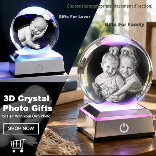 Miniatura 3 de Foto de cristal 3D personalizada: recuerdo grabado personalizado para el día del padre, regalo único de aniversario de cumpleaños para papá, mujer