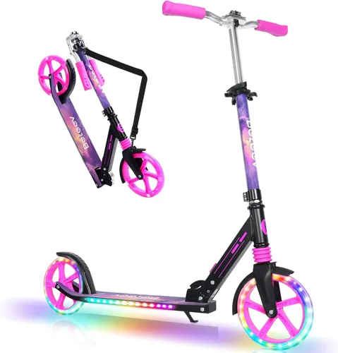 Miniatura 11 de BELEEV V5 Plus Patinete para niños de 6 años en adelante, adolescentes con ruedas y plataforma iluminadas, patinete plegable deportivo de 2 ruedas