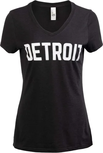 Miniatura 7 de Detroit Classic Retro City Grey Blue Red Black Detroiter 313 Cool Michigan - Camiseta con cuello en V para mujer