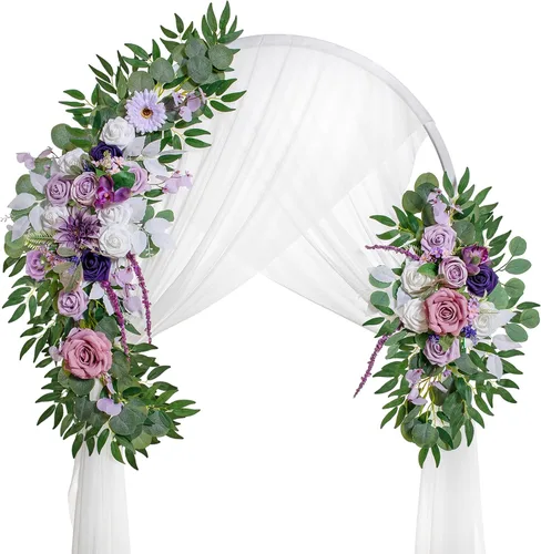 Miniatura 30 de Lisuun Flores de arco de boda, flores artificiales para decoración, guirnalda de flores grandes para estilos bohemios, decoración floral