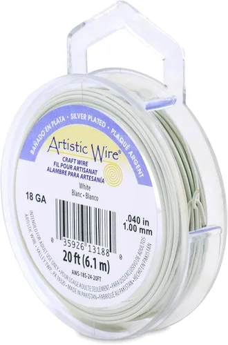 Miniatura 12 de Artistic Wire, alambre para manualidades de calibre 22 bañado en plata, resistente a las manchas, color cobre, blanco, 9,1 m