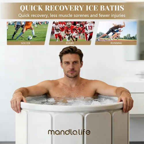 Miniatura 8 de Bañera portátil para adultos, bañera plegable independiente para ducha, bañera de hielo caliente con material grueso multicapa para mantener
