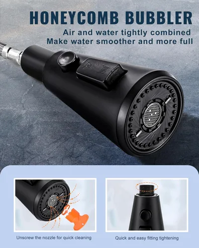 Miniatura 6 de ALEASHA Reemplazo de Cabezal de Grifo de Cocina Extraíble, Boquilla Rociadora de Fregadero de 3 Funciones con 9 Adaptadores, Compatible con Moen