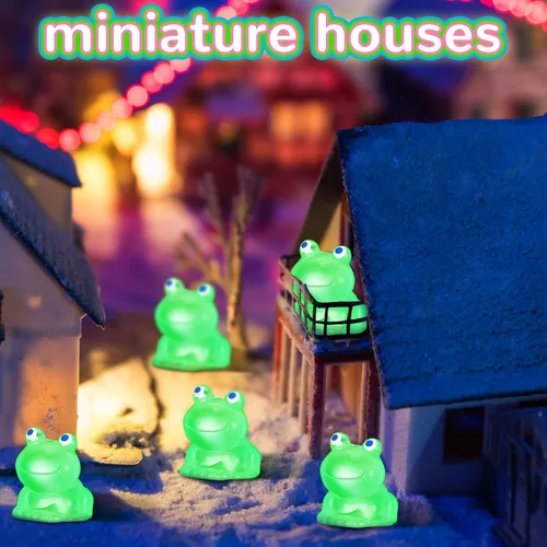 Miniatura 2 de 50 piezas de mini ranas de resina en miniatura, animales que brillan en la oscuridad, pequeñas ranas para jardín, paisaje, micro accesorios