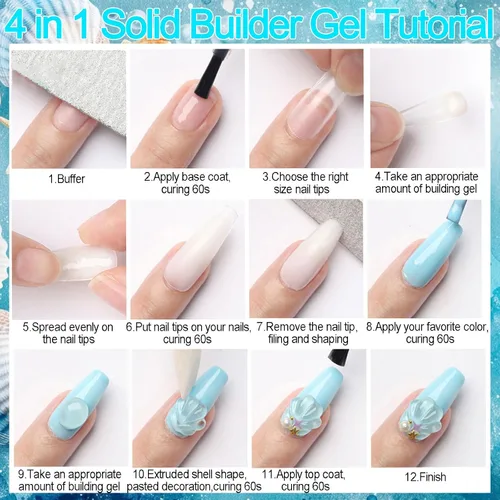 Miniatura 5 de Gel de escultura 3D para arte de uñas, 2 piezas de gel sólido no pegajoso para crear esculturas a mano y geles de moldeo 3D duros con Pro Brush UV