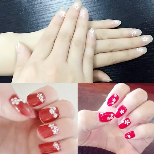 Miniatura 7 de Calcomanías de arte de uñas de flores, calcomanías autoadhesivas 3D blancas con diamantes de imitación para uñas, decoraciones, puntas de manicura