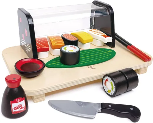 Miniatura 8 de Hape Juego de té para niñas y niños pequeños, juego de fiesta de té de lata de 18 piezas con funda de transporte de tucán, tetera de juguete