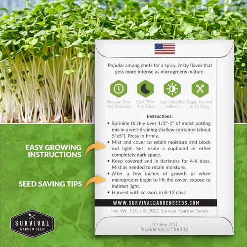 Miniatura 2 de 1 paquete de microgreens de rúcula para plantar y cultivar – Semilla para plantar microvegetales de hoja verde en interiores – Cultiva tu propio