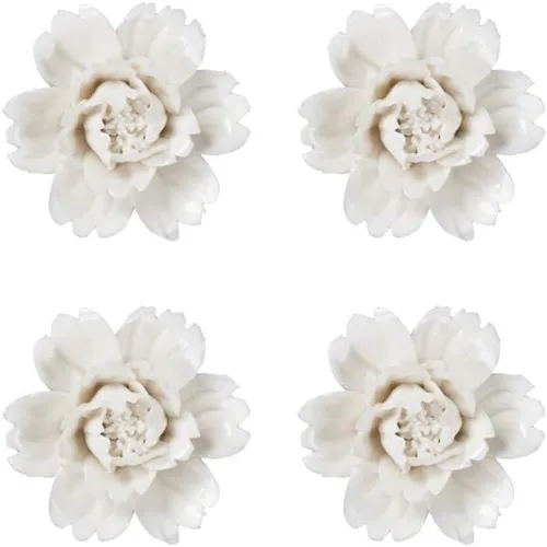 Miniatura 7 de Insiswiner - Escultura de flores de cerámica hecha a mano para colgar en la pared, decoración 3D, peonía azul