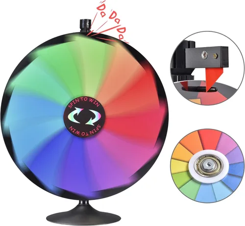 Miniatura 8 de WinSpin Rueda de premios de 36 pulgadas – Rueda giratoria de mesa y soporte de suelo resistente con fabricante de borrado en seco – Rueda giratoria