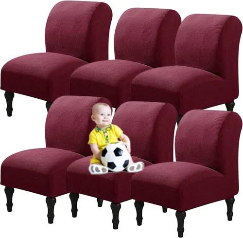 Miniatura 58 de Fundas elásticas para silla sin brazos, extraíbles y lavables, de elastano jacquard sin reposabrazos, protector de muebles para sala de estar, Verde