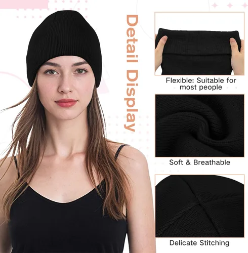 Miniatura 65 de American Trends Gorro para hombre y mujer, gorro de punto suave y lindo con diseño de calavera