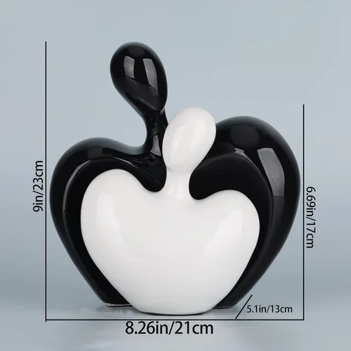Miniatura 2 de Estatua de amor de cerámica, pareja masculina y femenina abrazando escultura, decoración del hogar en blanco y negro, boda para padres, figuras
