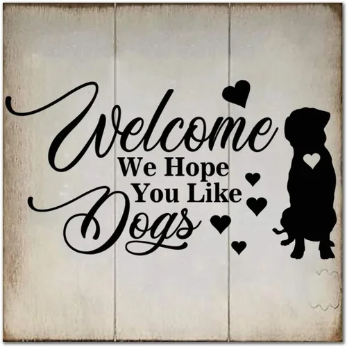 Miniatura 9 de Welcome We Hope You Like American Bully Dog - Letrero de madera clásico para pared, decoración de madera para el hogar, casa de campo, placa