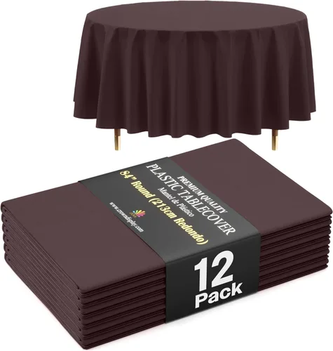 Miniatura 25 de Exquisite 66% Thicker Premium Aqua Round Tablecloth 0.5 Mil 6 Pack Plastic Table Cloth Disposable 84 Inch Round Plastic Tablecloth Won't Tear Easily