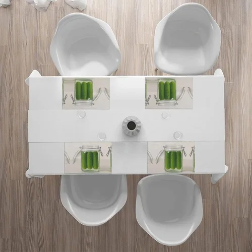 Miniatura 7 de Rectangular Placemats Set of 4, Heat Resistant Cucumber Printed Kitchen Dining Table Mats