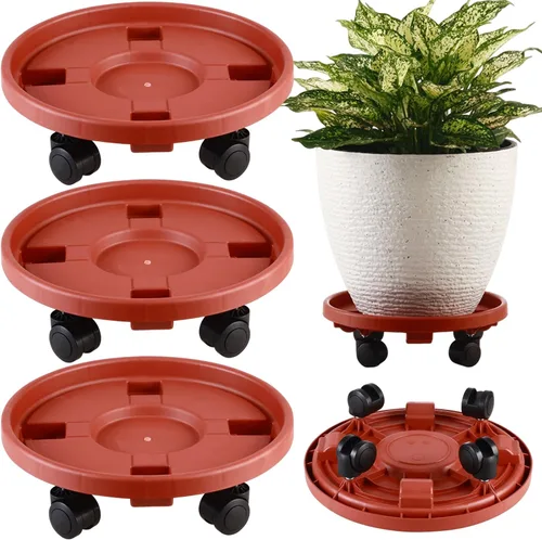 Miniatura 18 de Paquete de 3 organizadores grandes para plantas con ruedas de 13 pulgadas, soportes rodantes para plantas de plástico resistente, base rodante