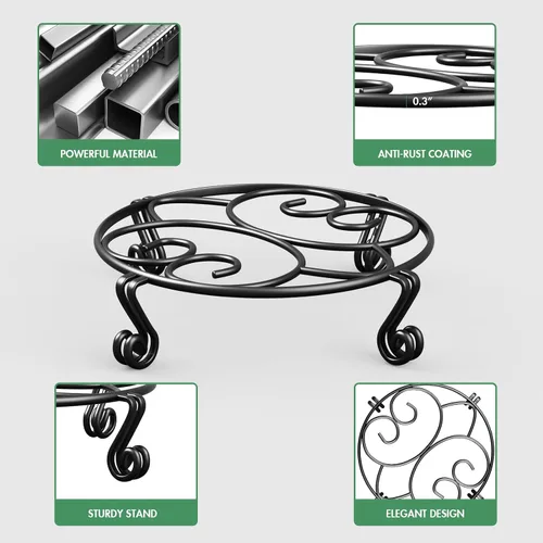 Miniatura 2 de Yimobra Paquete de 2 soportes para macetas resistentes para macetas para interiores y exteriores, metal a prueba de óxido, contenedor de jardín