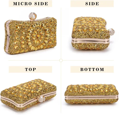 Miniatura 3 de SUKUTU Bolso de noche con diamantes de imitación para mujer, multicolor, con cristales deslumbrantes, para fiesta, novia, boda, cóctel, bolso