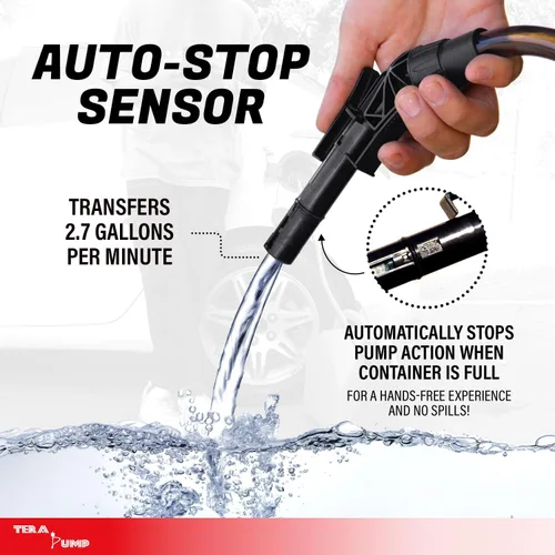 Miniatura 3 de TERA PUMP Bomba de transferencia de combustible con protección contra desbordamiento de 5ª generación, combustible de gas más fácil, manguera