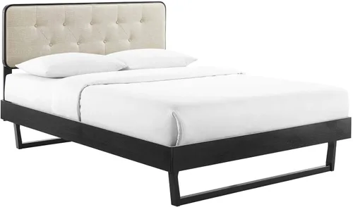Miniatura 3 de Modway MOD-6643-BLK-BEI Bridgette - Cama de plataforma de madera con marco angular, color negro y beige