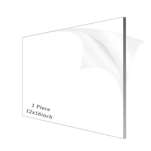 Miniatura 25 de 2 piezas de hojas de acrílico de 1/8" de espesor (3mm) de plexiglás transparente fundido de 12” x 16” con papel protector para letreros, proyectos