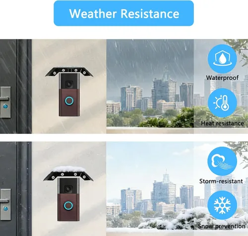 Miniatura 3 de Cubierta de acero inoxidable para timbre de puerta compatible con timbre de batería (2024)/Plus/1ª/2ª generación/3/4, parasol de lluvia resistente a