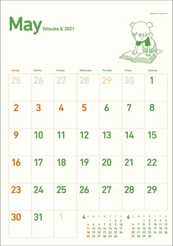 Miniatura 3 de Yotsuba & 2021 - Calendario de pared oficial de Japón Anime Ensky