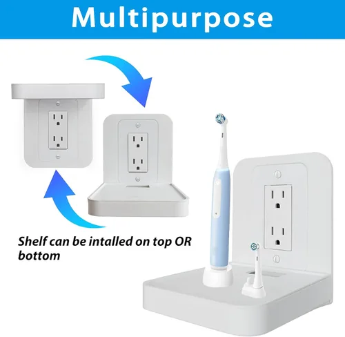 Miniatura 5 de Soporte de Estante para Tomacorriente Compatible con Receptáculo Decorador, Decoración de Baño con Gestión de Cables Integrada, Ahorro de Espacio