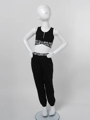 Miniatura 5 de dPois Girls' 2-Piece Racer Back Sports Bra Crop Tank Tops with Athletic Leggings Sets Fitness Workout Outfit Tracksuit