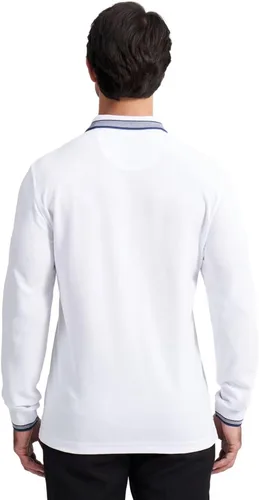 Miniatura 3 de Polo de piqué para hombre, manga larga, con punta de mezcla de algodón, casual, con cuello, ajuste clásico