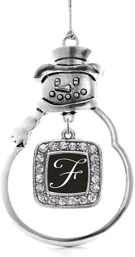Miniatura 167 de Inspired Silver - Adorno de rodillo de reina - Adorno cuadrado de plata con muñeco de nieve con joyas de circonita cúbica