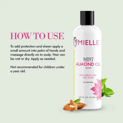 Miniatura 5 de Mielle Organics Aceite de menta y almendras – Aceite ligero para el cuero cabelludo seco para bloquear la humedad y ayudar a fomentar un cabello más