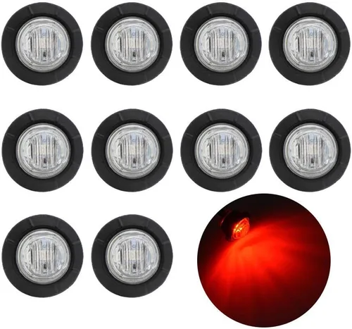 Miniatura 15 de TMH 30 piezas 3/4 pulgadas 10 luces ámbar + 10 luces rojas + 10 luces blancas, 3 LED, luces indicadoras de despeje, luces marcadoras laterales, mini